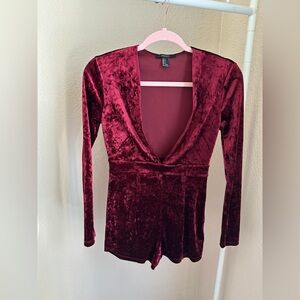 Burgundy velvet romper